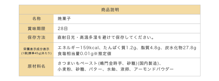 やさしいお芋の味 鳴門金時ポテト | ハタダ栗タルトの畑田本舗